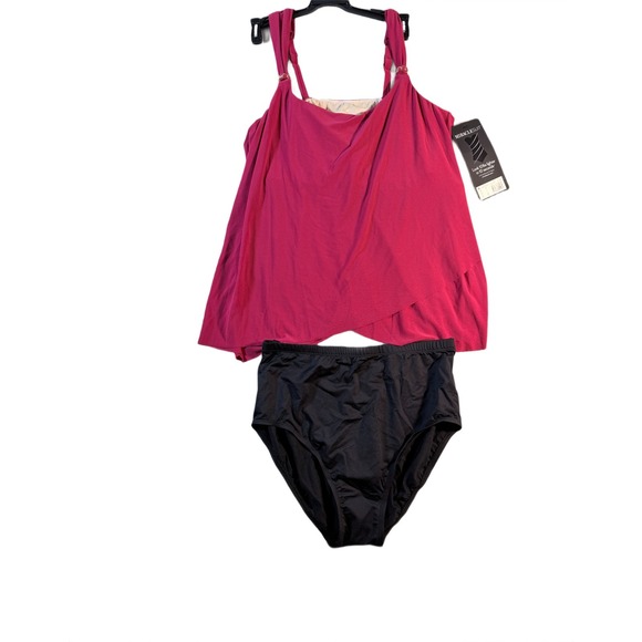 Miraclesuit Other - Miraclesuit Tankini Top Dazzle Red & Black High Waist Bottom Set Women's Size 14